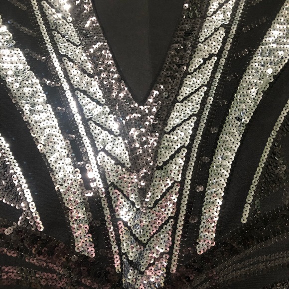 NEW Sequin Black and Silver Dress by Express - Picture 2 of 4